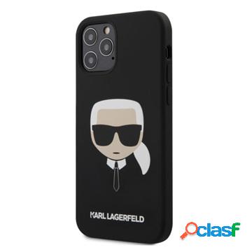 Cover in Silicone Karl Lagerfeld per iPhone 12/12 Pro - Nero