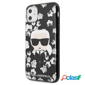 Cover in TPU Karl Lagerfeld Flower per iPhone 11 - Nero /