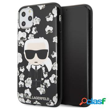 Cover in TPU Karl Lagerfeld Flower per iPhone 11 Pro - Nera
