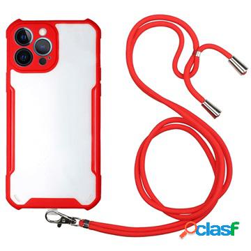 Custodia Ibrida con Cordino per iPhone 13 Pro Max - Rossa