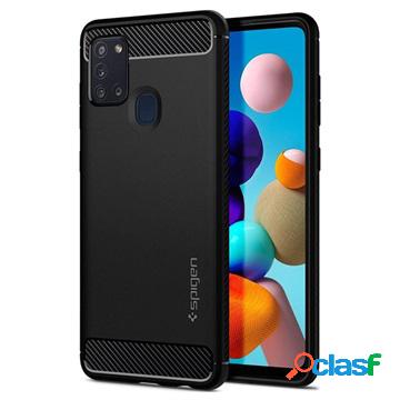 Custodia Spigen Rugged Armor per Samsung Galaxy A21s - Nera