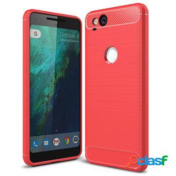 Custodia TPU per Google Pixel 2 - fibra di carbonio - Rossa