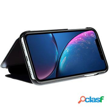 Custodia a Flip Luxury Mirror View per iPhone XR - Nera