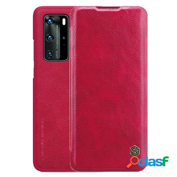 Custodia a Flip Nillkin Qin per Huawei P40 Pro - Rossa