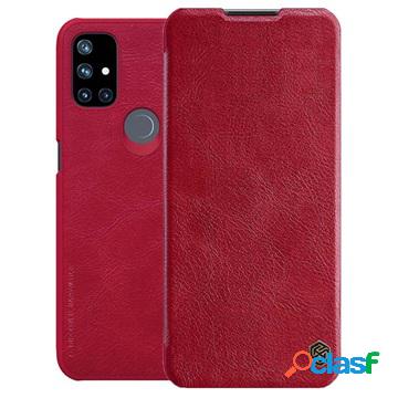 Custodia a Flip Nillkin Qin per OnePlus Nord N10 5G - Rossa