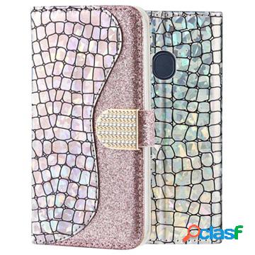 Custodia a Portafoglio Croco Bling per Samsung Galaxy A30,