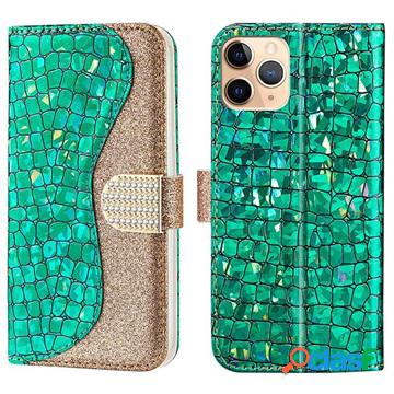 Custodia a Portafoglio Croco Bling per iPhone 13 Pro - Verde