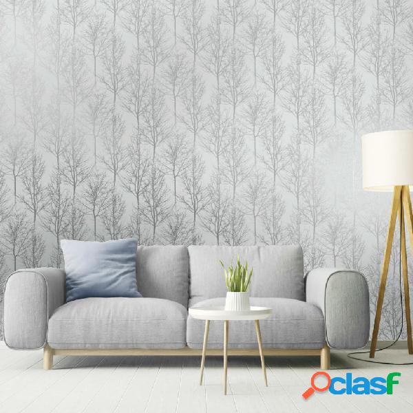 DUTCH WALLCOVERINGS Carta da Parati Rhea Trees Grigia e