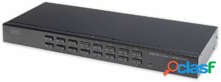 Digitus 16 Porte Switch KVM VGA PS/2, USB 1280 x 1024 Pixel,