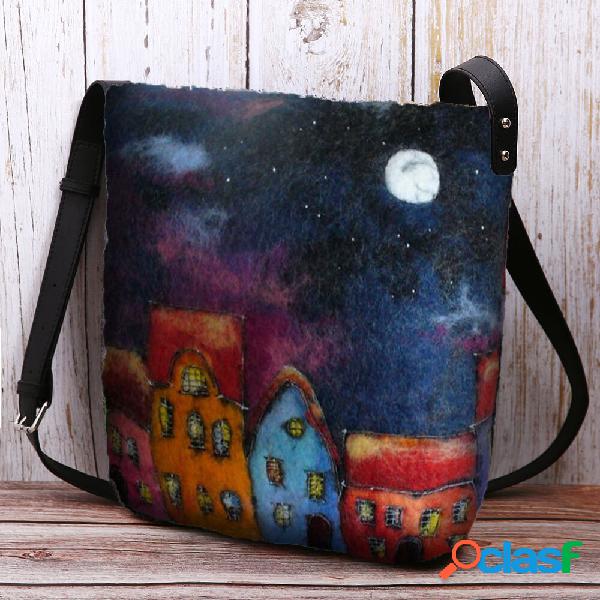 Donna Colorful Borsa Agnello fai da te Capelli Tracolla