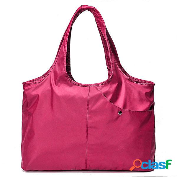 Donna Nylon Borsa a mano Solid Tote Borsa Multi Pocket