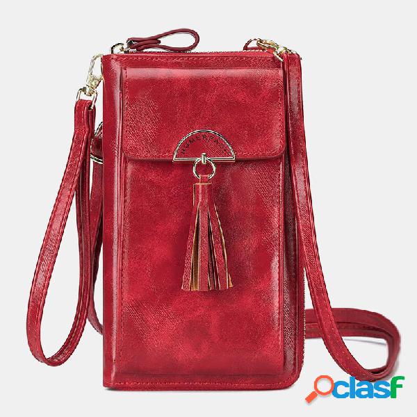 Donna RFID Antifurto multifunzione nappa Decor Crossbody