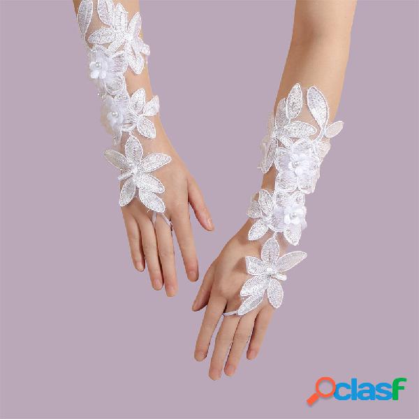 Donne di media lunghezza pizzo fiori fasciatura decorativo