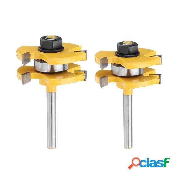 Drillpro 2Pcs 6 / 8mm Shank 3 Tooth T Mortise Tenon Cutter