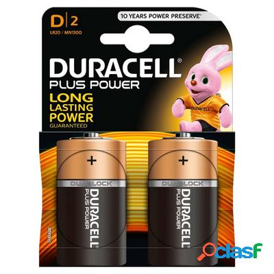 Duracell Plus Power 2 Batterie Torcia D 1,5V Alcaline