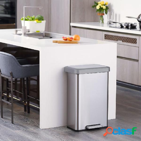 EKO Pattumiera a Gradini Cozy 45 L Argento Opaco