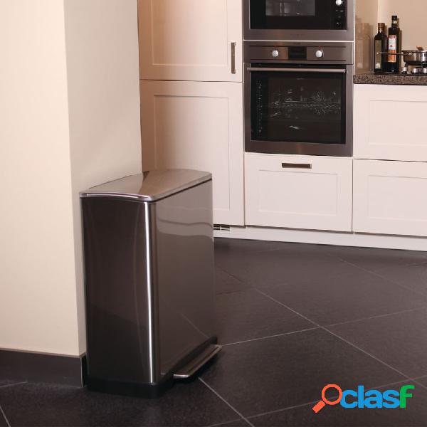 EKO Pattumiera a Gradini E-Cube 28 L+18 L Argento Opaco