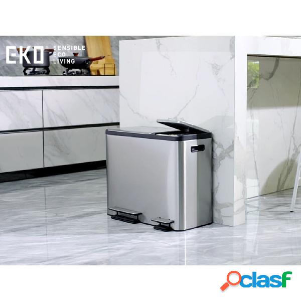 EKO Pattumiera a Gradini EcoCasa 30 L+15 L Argento Opaco