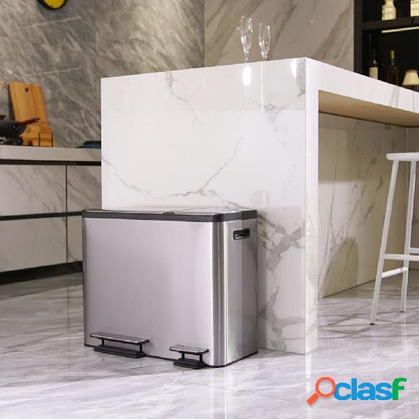 EKO Pattumiera a Gradini EcoCasa 3x15 L Argento Opaco