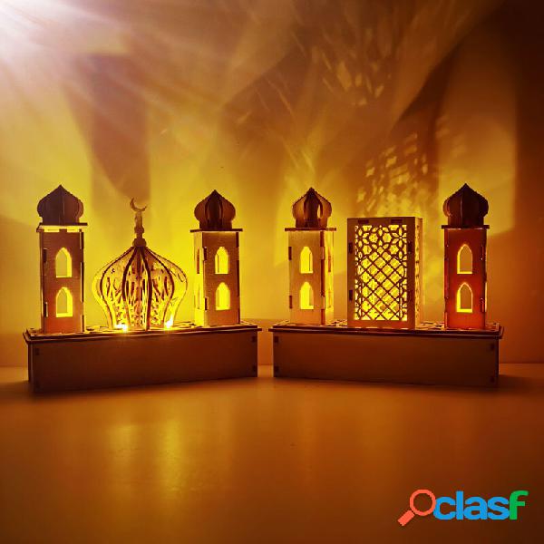 Fai da te luce a led Targa Eid Mubarak in legno Ramadan Home