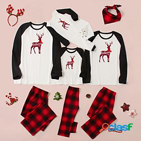 Family Look Christmas Pajamas Daily Plaid Deer Letter