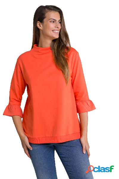 Felpa dal taglio oversize con collo alto e maniche a 3/4 con