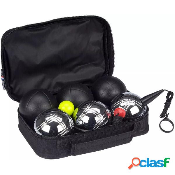 Get & Go Set da Pétanque Luxe 6 Bocce Nero Argento