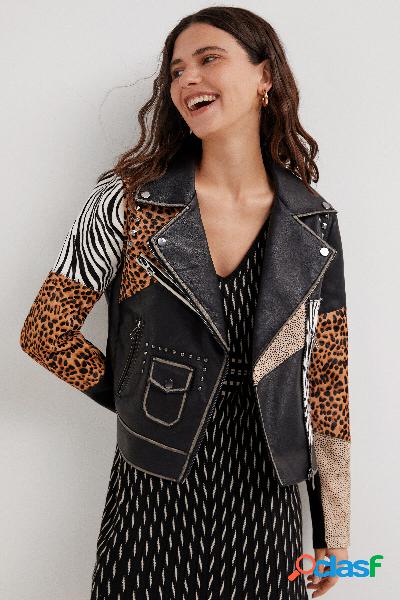 Giacca biker stampa animalier
