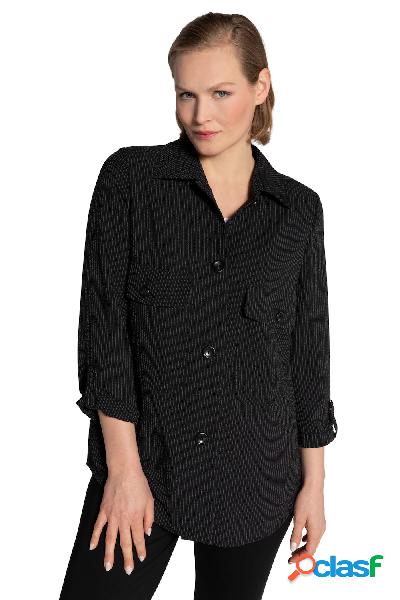 Giacca di camicia a righe dal taglio svasato con colletto da
