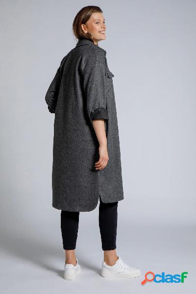 Giacchetta lunga a camicia, oversize, quadri in stile