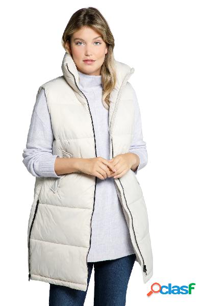 Gilet smanicato e trapuntato con zip laterali e cerniera a
