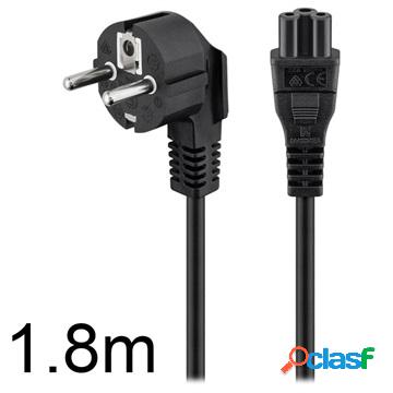 Goobay 90-degree Type F / IEC C5 Power Cable - 1.8m - Black