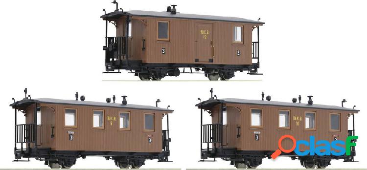 H0 kit 3 pz. vagoni passeggeri della ferrovia rugschen