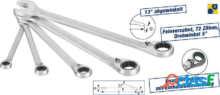 Hazet 606/5 Kit chiavi combinate a cricchetto 5 parti 8 - 19