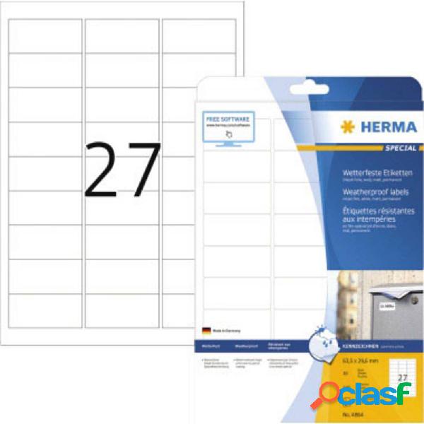 Herma 4864 Etichette A4 63.5 x 29.6 mm Pellicola, opaca