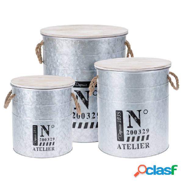 Home&Styling Set Contenitori 3 pz con Corda in Zinco