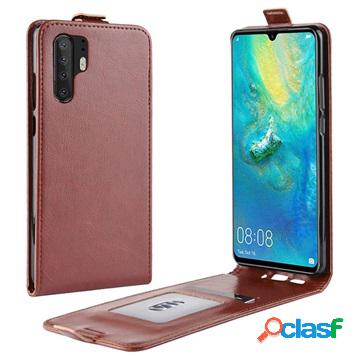 Huawei P30 Pro Vertical Flip Case with Card Slot - Brown