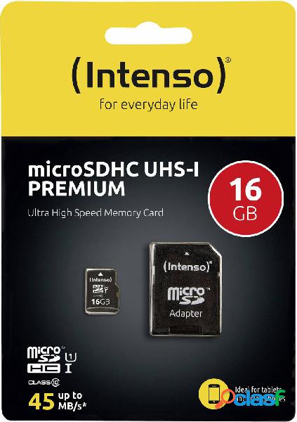 Intenso Premium Scheda microSDHC 16 GB Class 10, UHS-I incl.