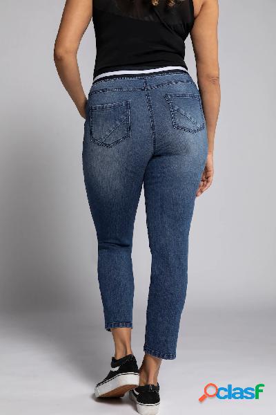 Jeans a 7/8 Sarah, cintura a righe, cinque tasche, Donna,