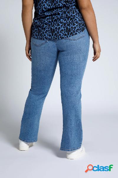 Jeans straight fit a cinque tasche con cintura elastica e