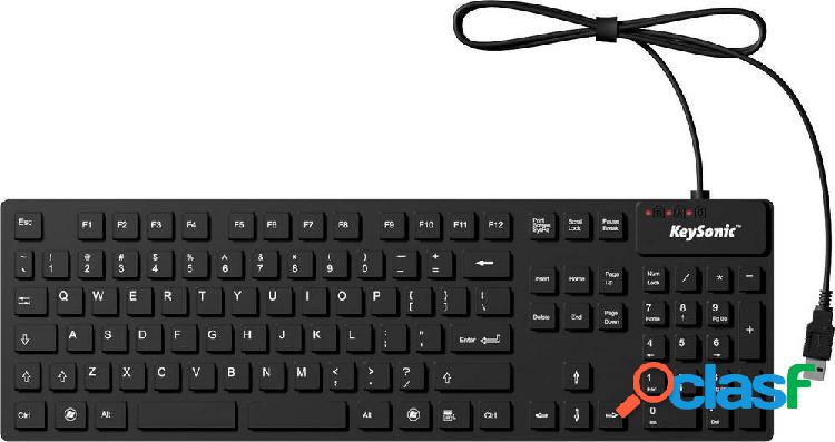 Keysonic KSK-8030 IN (US) USB Tastiera US Inglese Nero