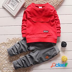 Kids Boys Clothing Set Long Sleeve Red Print Graphic School
