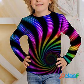 Kids Boys Girls T shirt Long Sleeve Rainbow Black 3D Print