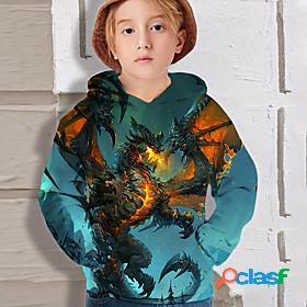 Kids Boys Hoodie Long Sleeve 3D Print Cartoon Dragon Animal