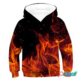 Kids Boys Hoodie Long Sleeve 3D Print Optical Illusion Red