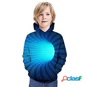 Kids Boys Hoodie Long Sleeve Blue 3D Print Optical Illusion