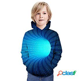 Kids Boys' Hoodie Long Sleeve Blue 3D Print Optical Illusion