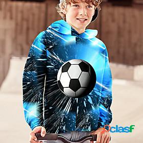 Kids Boys Hoodie Long Sleeve Football 3D Print Blue Children