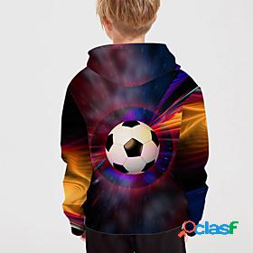 Kids Boys Hoodie Long Sleeve Football 3D Print Fuchsia