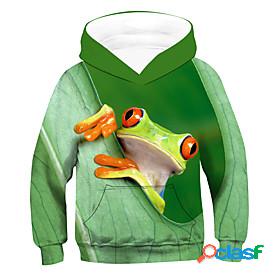 Kids Boys Hoodie Sweatshirt Long Sleeve 3D Animal Green